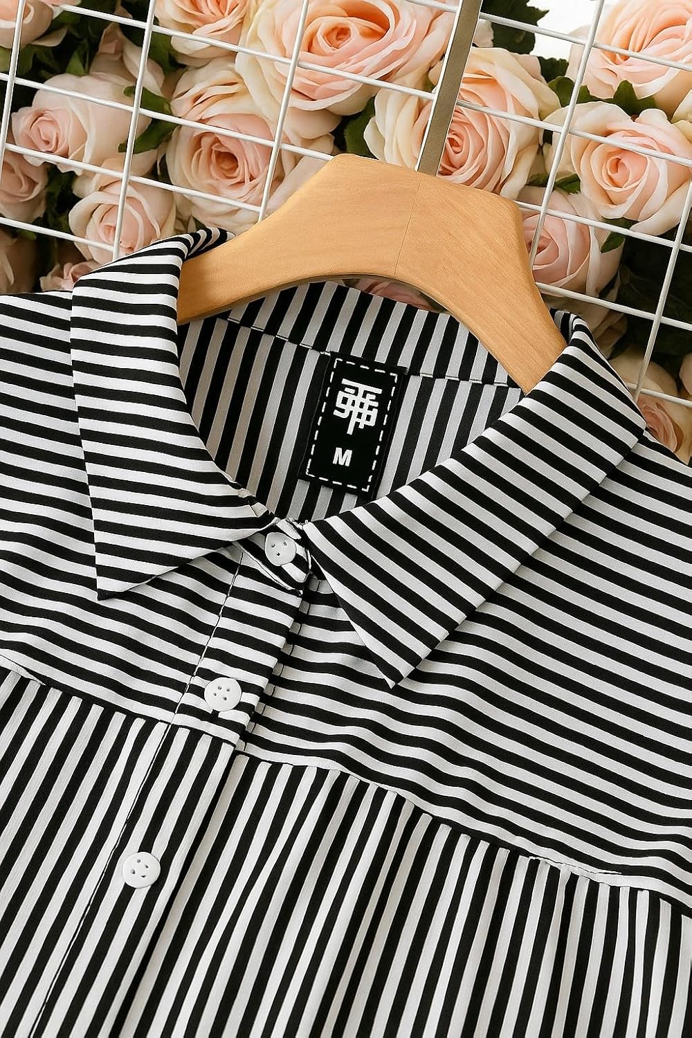 Sheetal Associates Women's Black & White Vertical Striped Shirt Dress| Comfortable Relaxed Fit Summer Dress